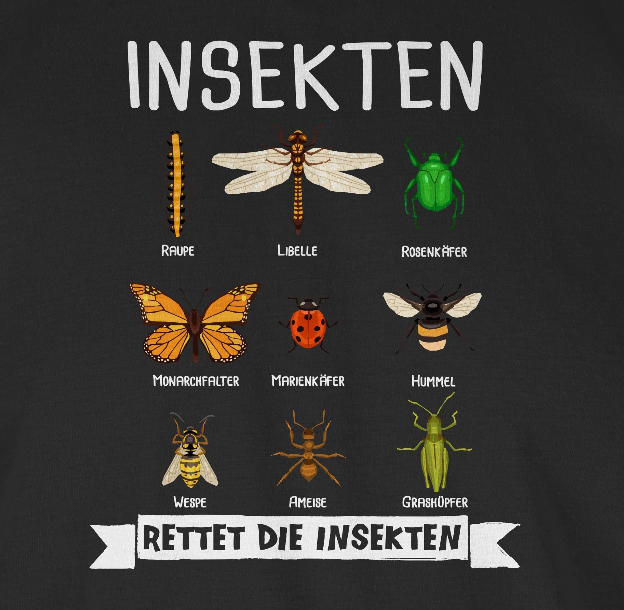 Schwarz Insekten 02 die Tiere Shirtracer Rettet T-Shirt Zubehör