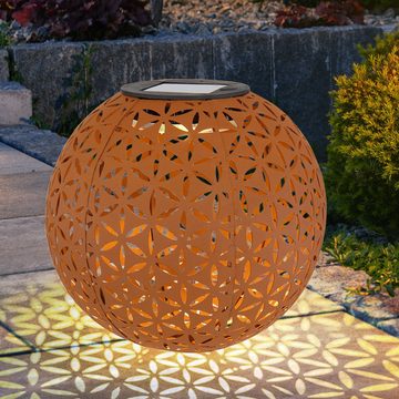 Globo LED Gartenleuchte, LED-Leuchtmittel fest verbaut, Warmweiß, LED Außen Steck Leuchte SOLAR Kugel rost Garten Beleuchtung