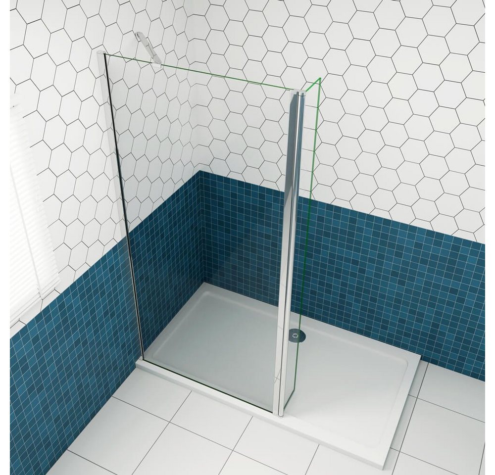 Thumbnail - duschspa Duschwand 200cm ESG Trennwand + Flipper-Panel Walk in Dusche Glaswand, Einscheibensicherheitsglas, Sicherheitsg...