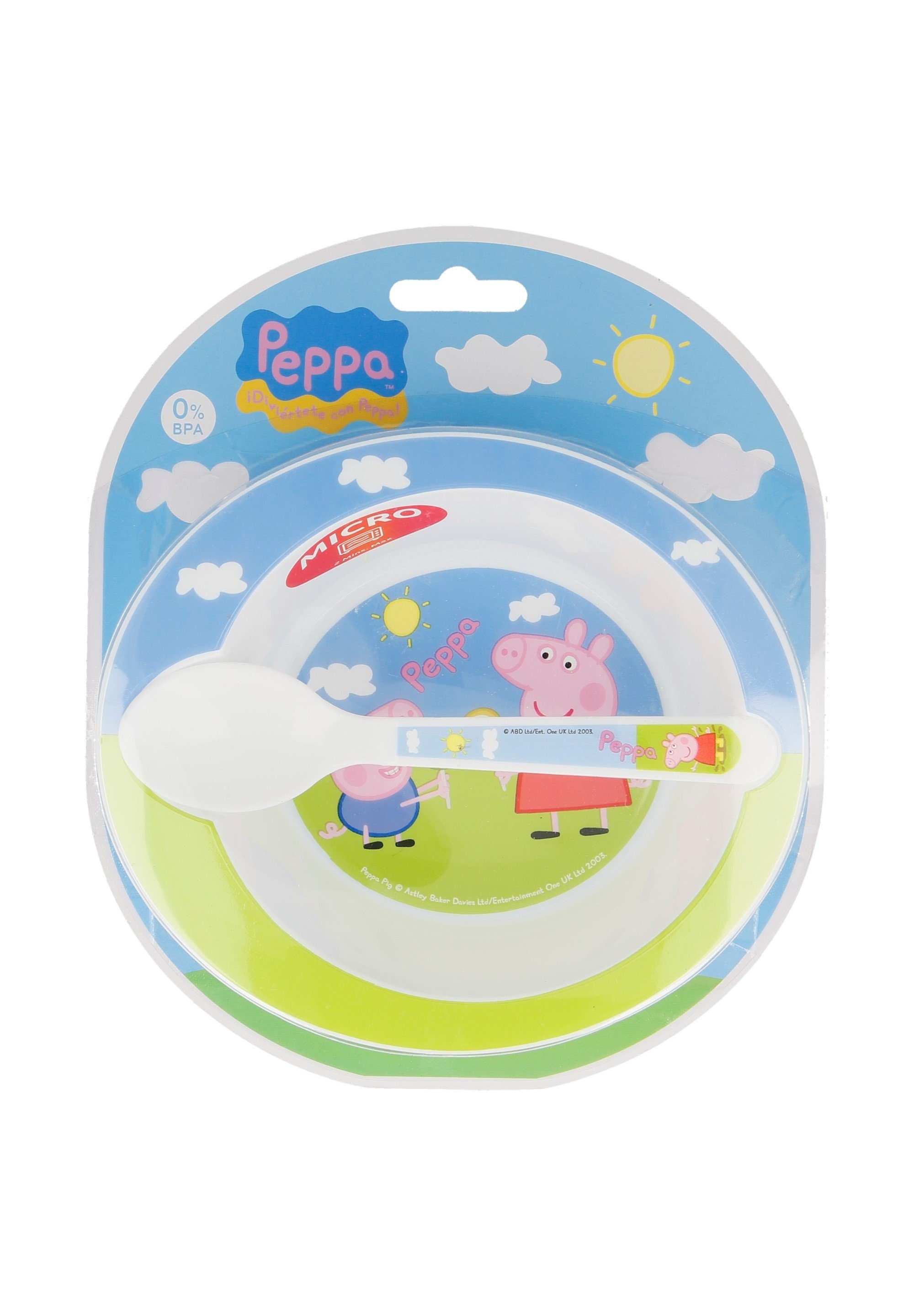 Peppa Pig Kindergeschirr-Set Peppa Wutz Geschirr-Set Teller und Löffel  (2-tlg)