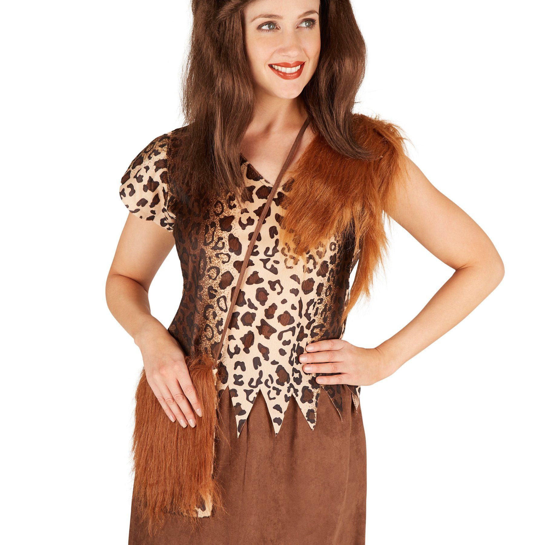 dressforfun Kostüm Frauenkostüm Steinzeitfrau, Freches Shirt mit Leopardenmuster