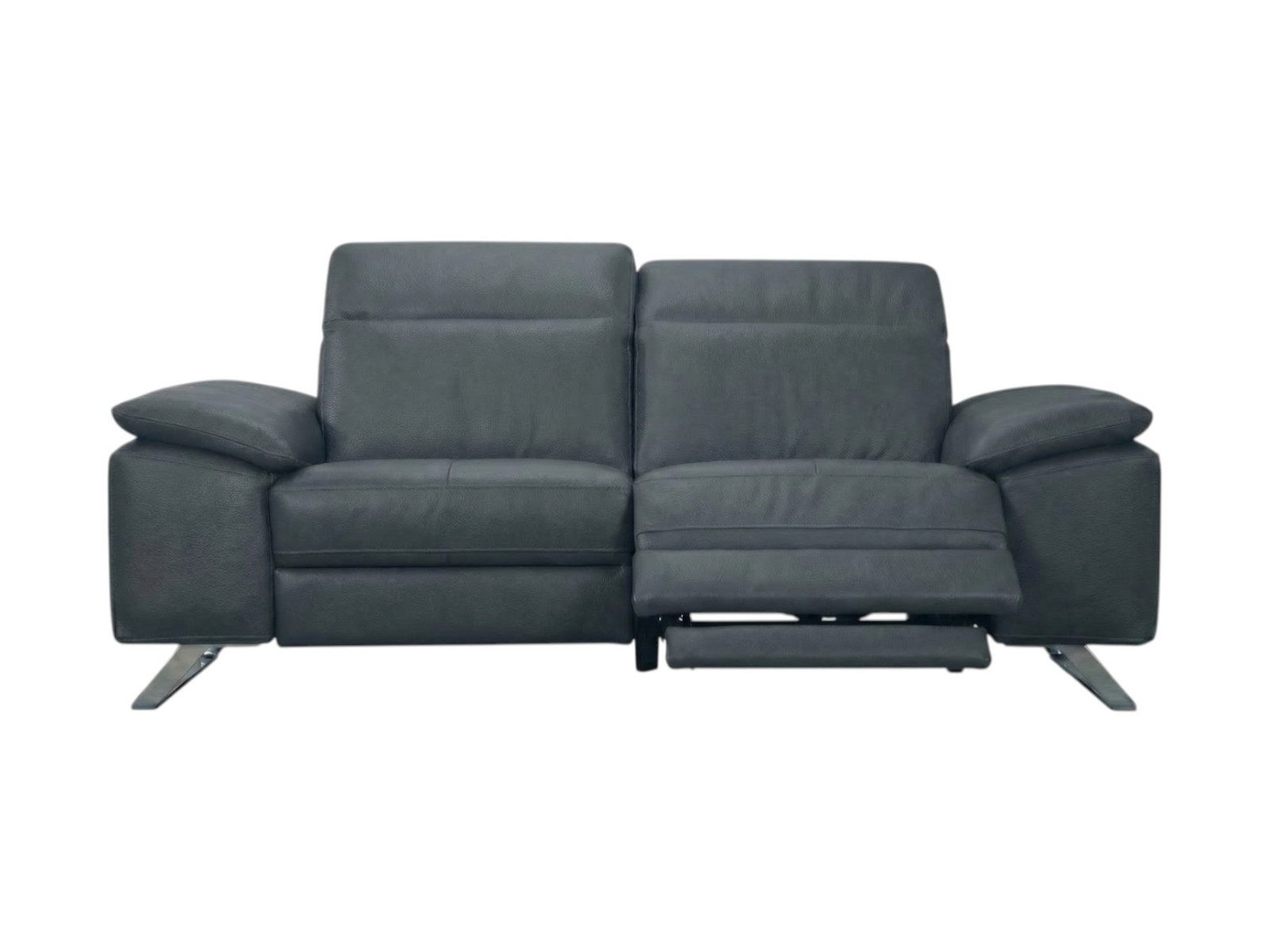 Villa Möbel Sofa Genius, 3-Sitzer 1 Teile, Echtleder-Sofa mit Kopfteilverstellung - Relaxfunktion fürs Wohnzimmer