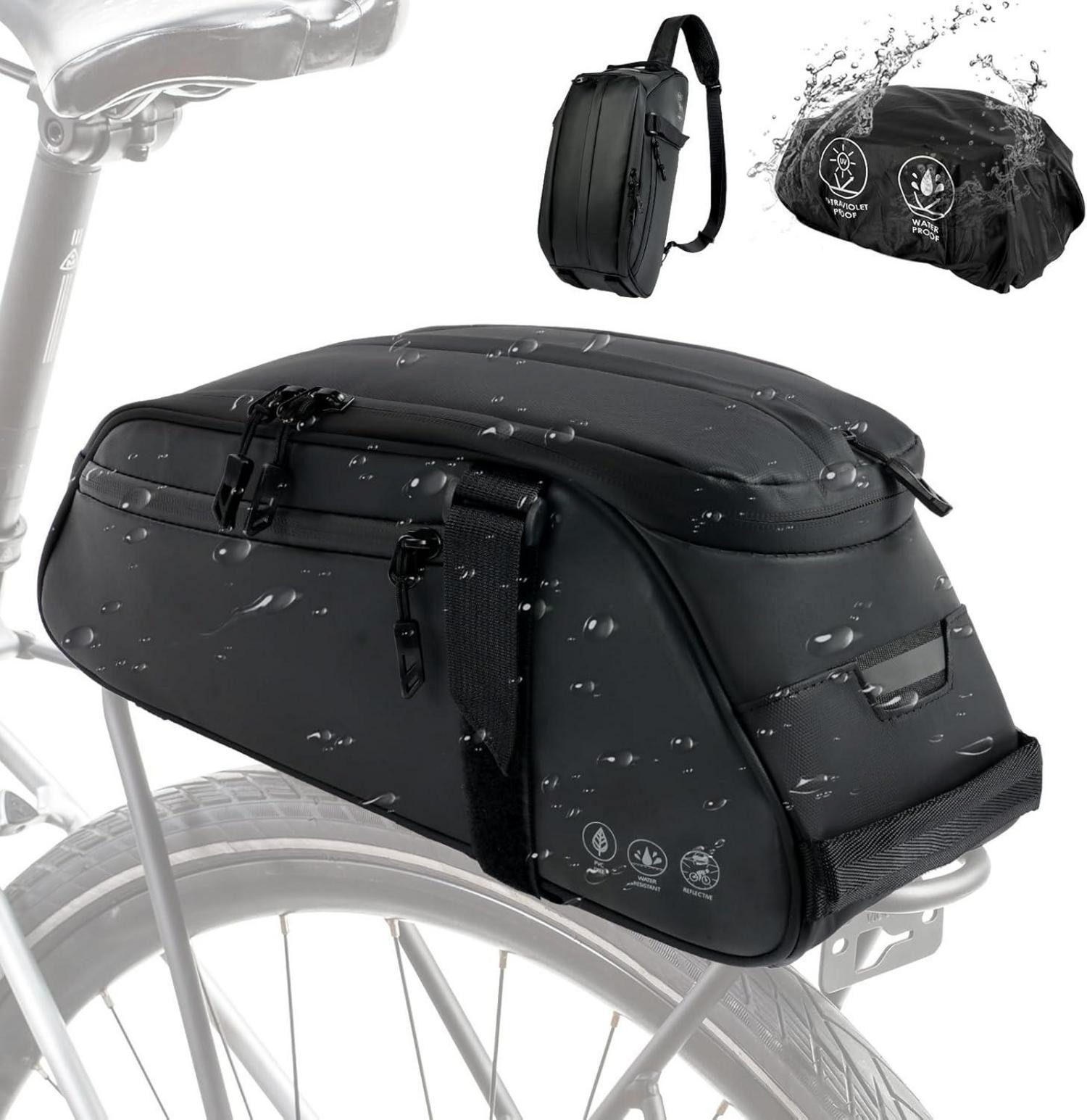 Fahrrad-Gepäckträger Fahrrad Gepäckträgertasche 2 IN 1, 8L wasserdicht reflektierend