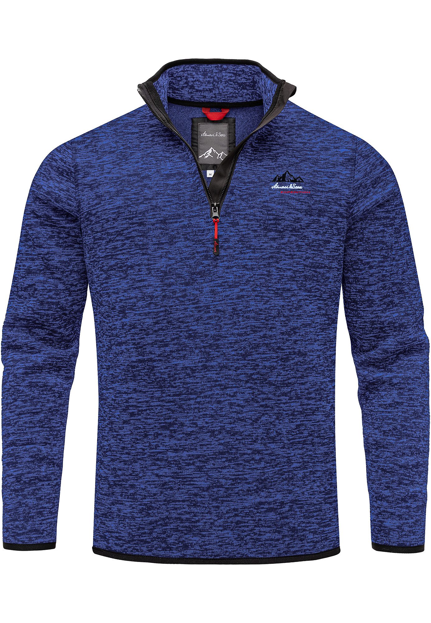 Amaci&Sons Sweatshirt AMES Fleecejacke Herren Troyer Strickfleece Zipper Sw günstig online kaufen