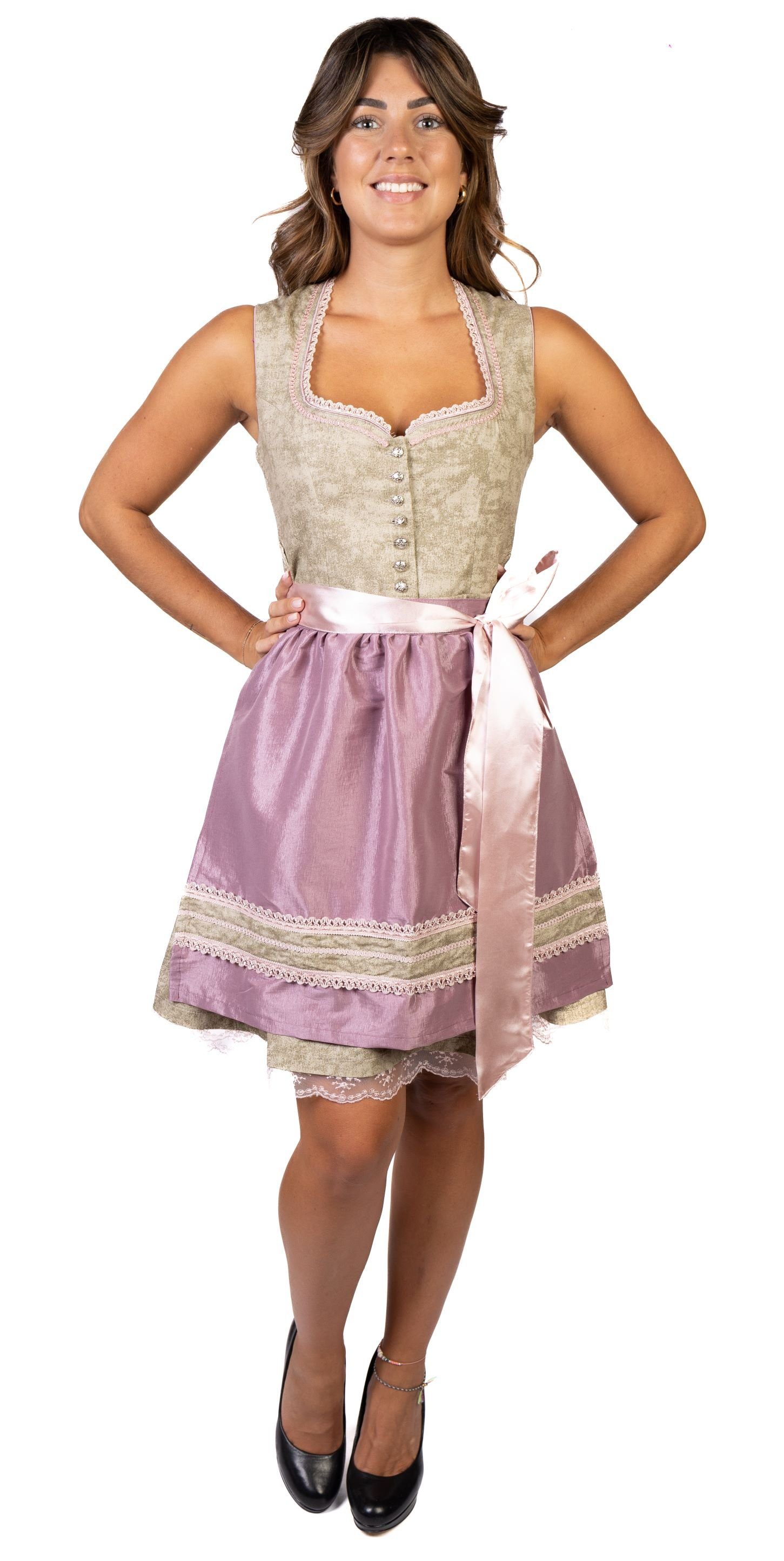 Dirndl DIRNDL TRACHTENKLEID DAMEN TANJA KHAKI 2.TLG