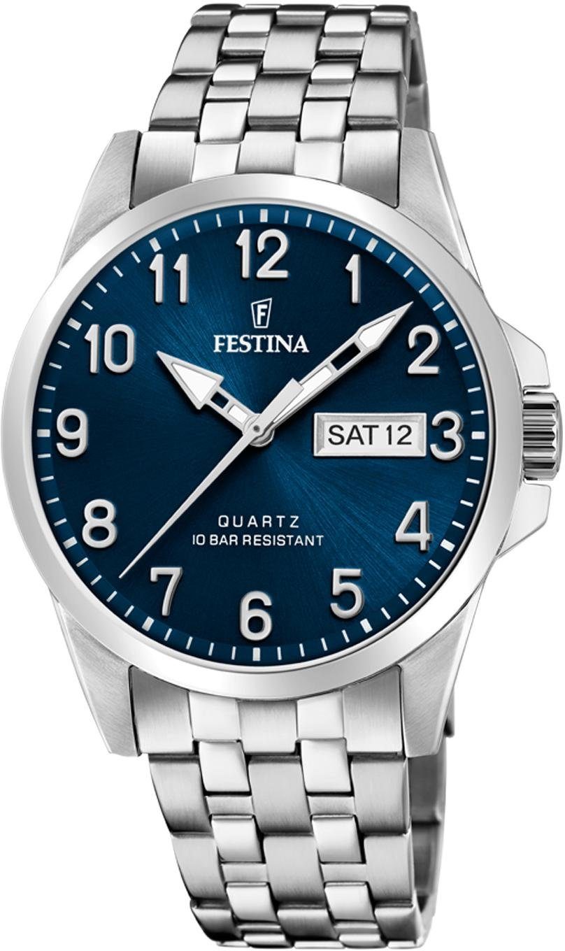Festina Quarzuhr F20357/C, Armbanduhr, Herrenuhr, Damenuhr, Edelstahlarmband, bis 10 bar wasserd.