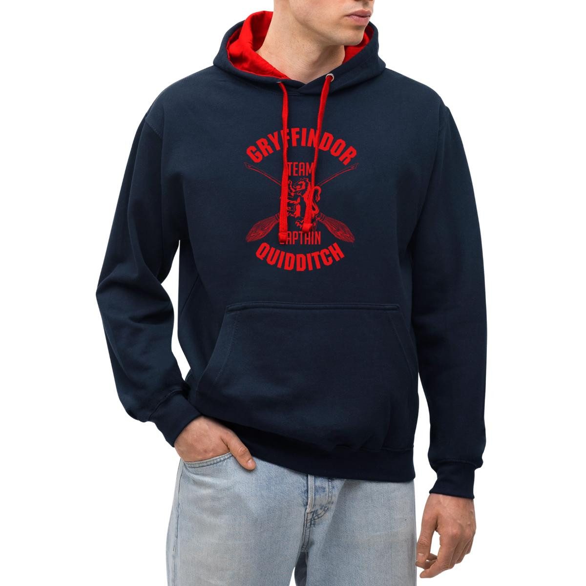 Spreadshirt Hoodie Harry Potter Gryffindor Quidditch Team Captain Unisex Kontrast Hoodie (1-tlg)