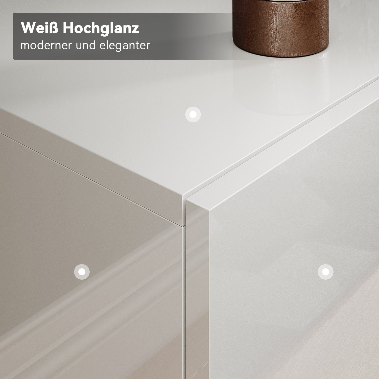 SONNI Lowboard TV Schrank TV Board Lowboard Hängend Weiß, TV Schrank