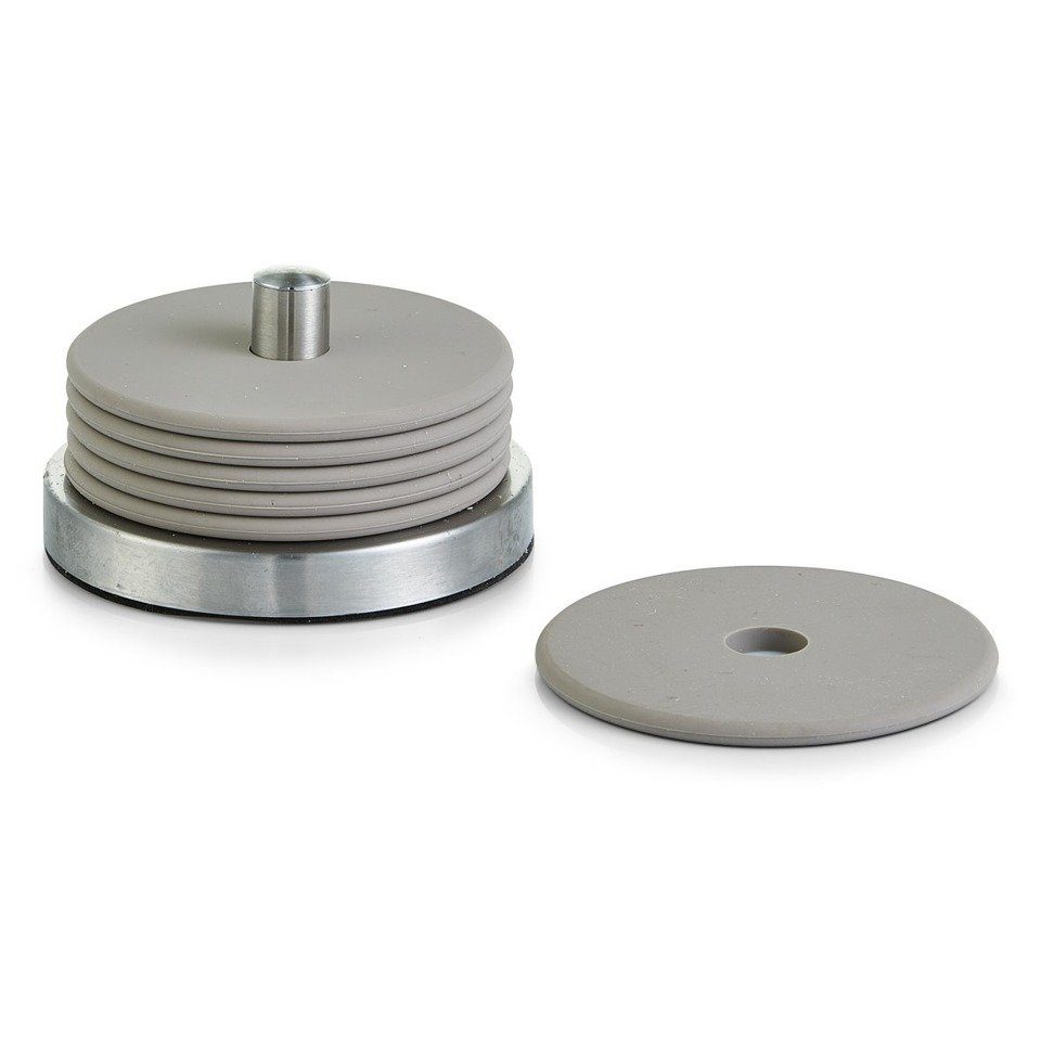 Zeller Present Glasuntersetzer ZELLER Glasuntersetzer-Set, 7-teilig, Edelstahl und Silikon, Zubehör für Tischdekoration, 6er-Set