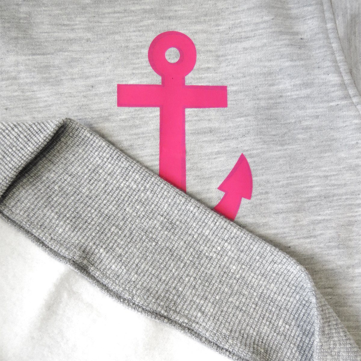 Unifarben Damen Sonia für: geeignet hellgrau-pink T-Shirt Maritim Pullover Druck "Anker" Sweatshirt Damen Originelli