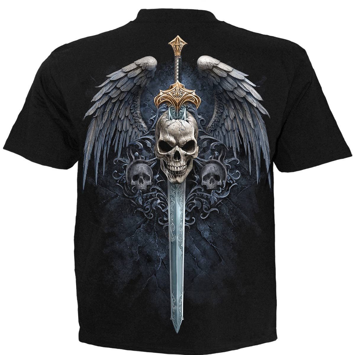 Spiral Print-Shirt ANGEL SWORD - T-Shirt Schwarz von Spiral Gothic Shirt Anime aus Baumwolle mit Print