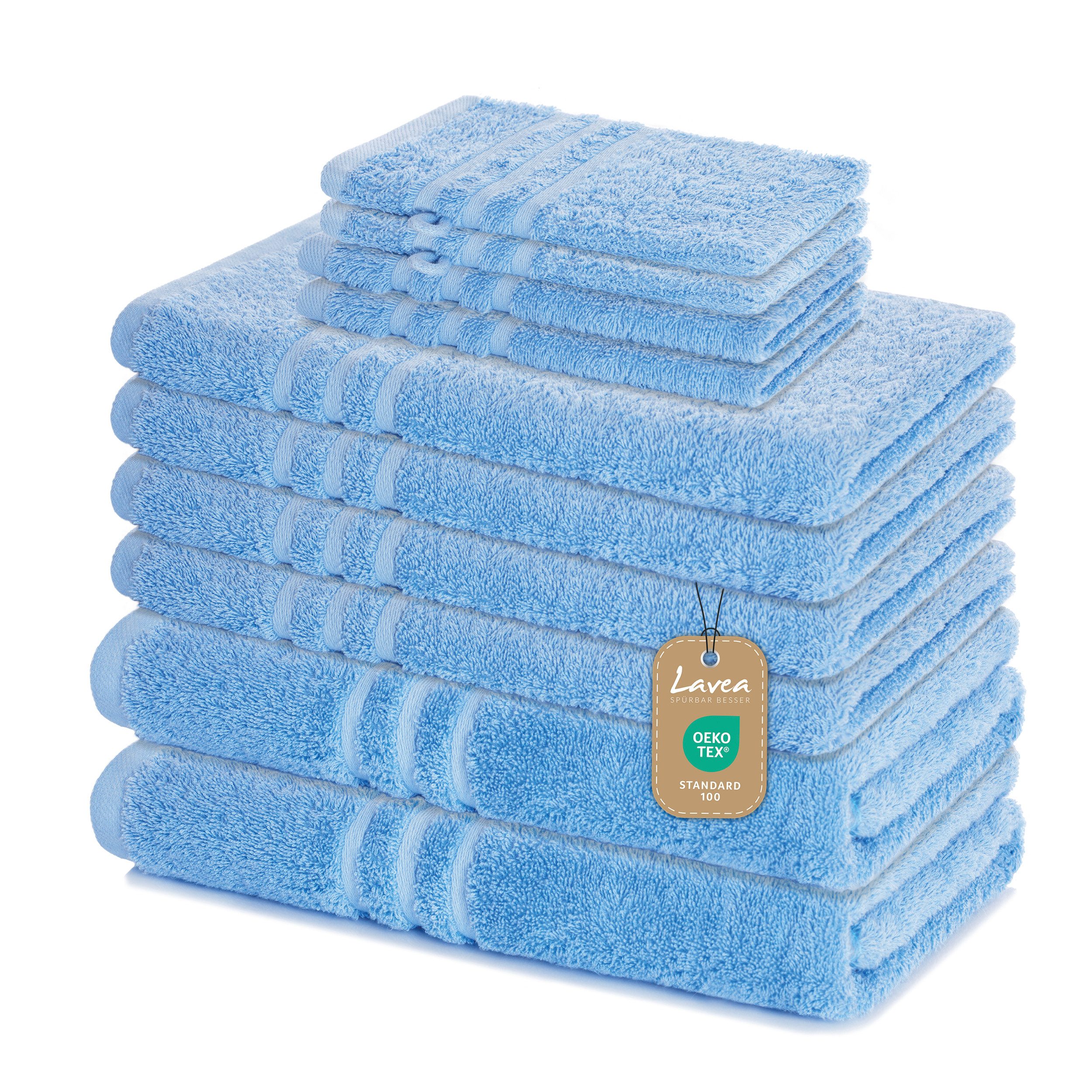 Lavea Handtuch Set Elena, Duschtücher, Handtücher, Delphinblau, 10 St