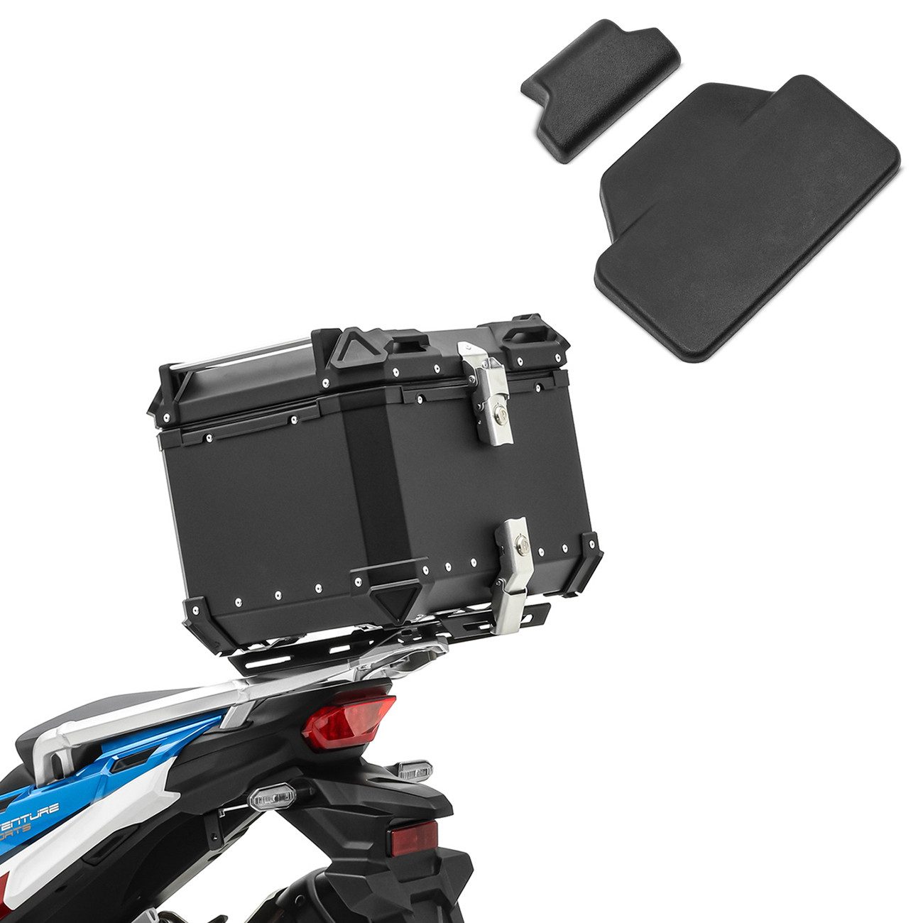 Bagtecs Topcase Set Motorrad Aluminium Topcase 45L + Sozius Rückenpolster # XB45 Alu T