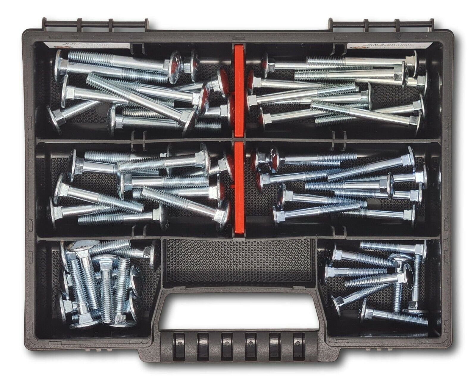 Schlossschrauben Sortiment // Flachrundkopfschraube 30mm-50mm, St., / DIN (S-Box, M5-M6 Schraubenbox24 Flachkopfschrauben 603), Stück 60 60