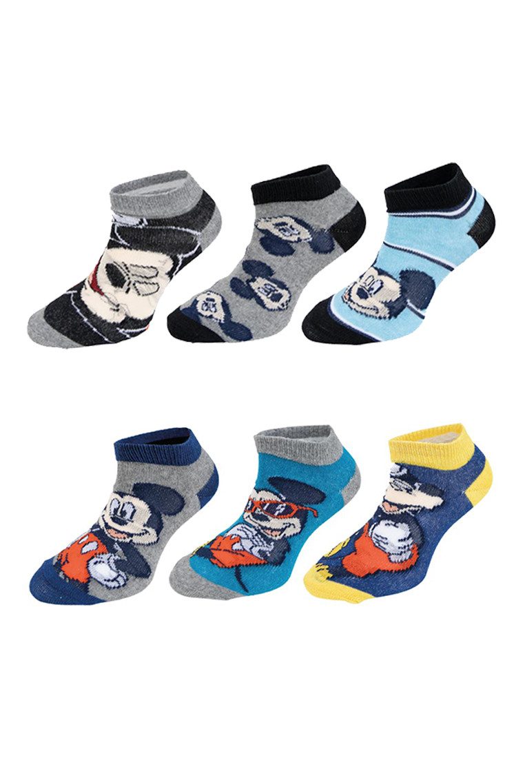 Disney Mickey Mouse Sneakersocken Kinder Sneaker Socken 6er Pack mit Disney-Motiv (6-Paar)