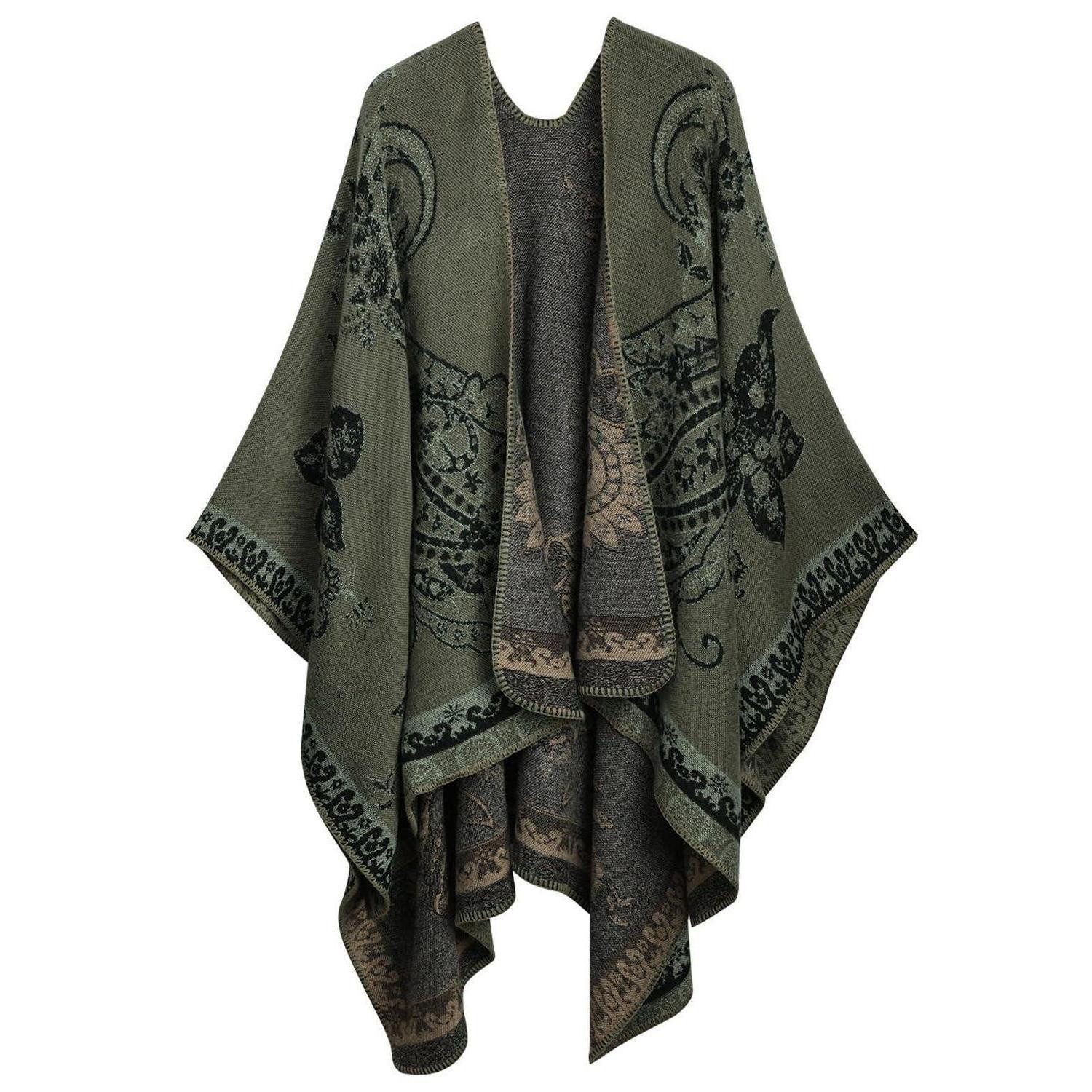 LuxusKollektion Poncho Damen Poncho Grün Große Größen (1-St)