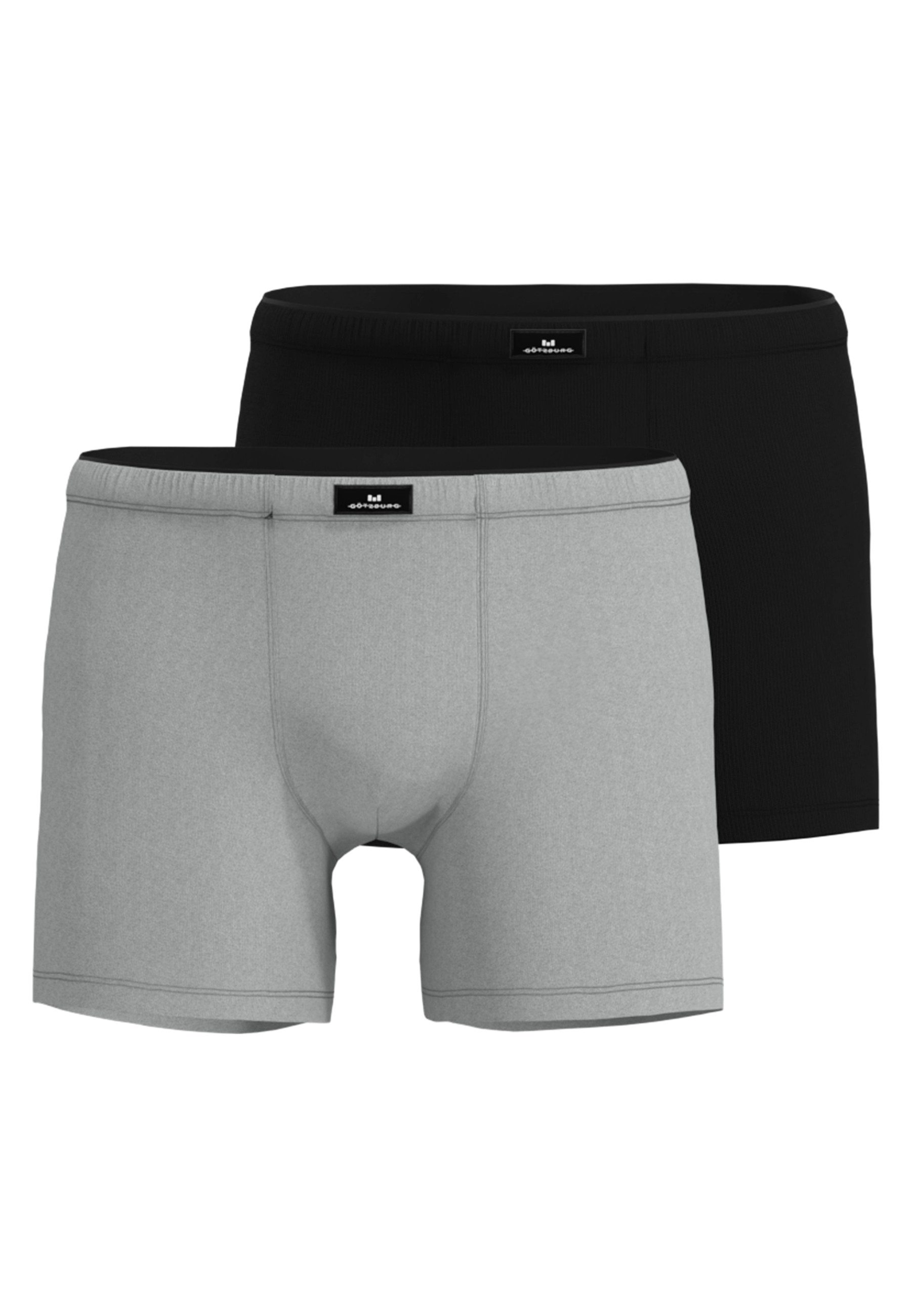 Boxershorts GÖTZBURG Herren Long-Pants grau uni 2er Pack
