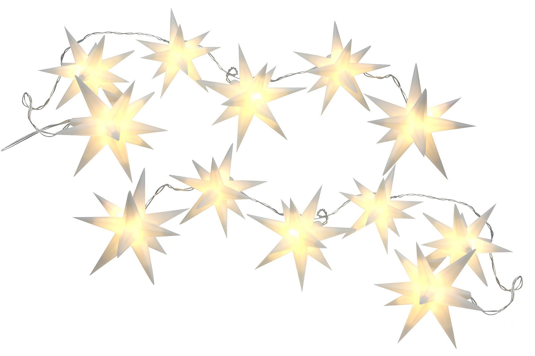 Stern LED-Girlande 12 Spetebo LED Lichterkette 3D cm) (12 mit Sternen