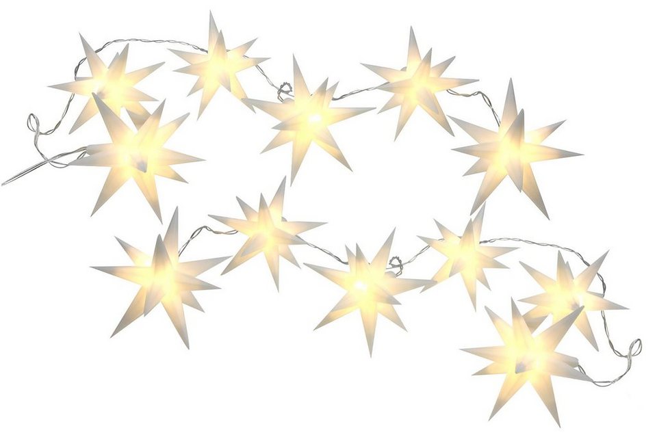 Spetebo LED-Girlande 3D Stern Lichterkette mit 12 LED Sternen (12 cm)