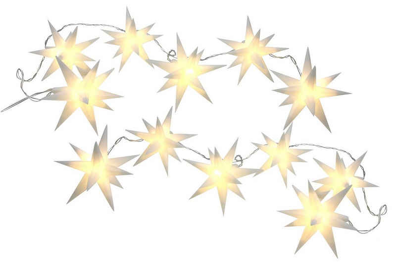 Spetebo LED-Girlande 3D Stern Lichterkette mit 12 LED Sternen (12 cm), 12-flammig, Lichterkette mit 12 beleuchteten Sternen