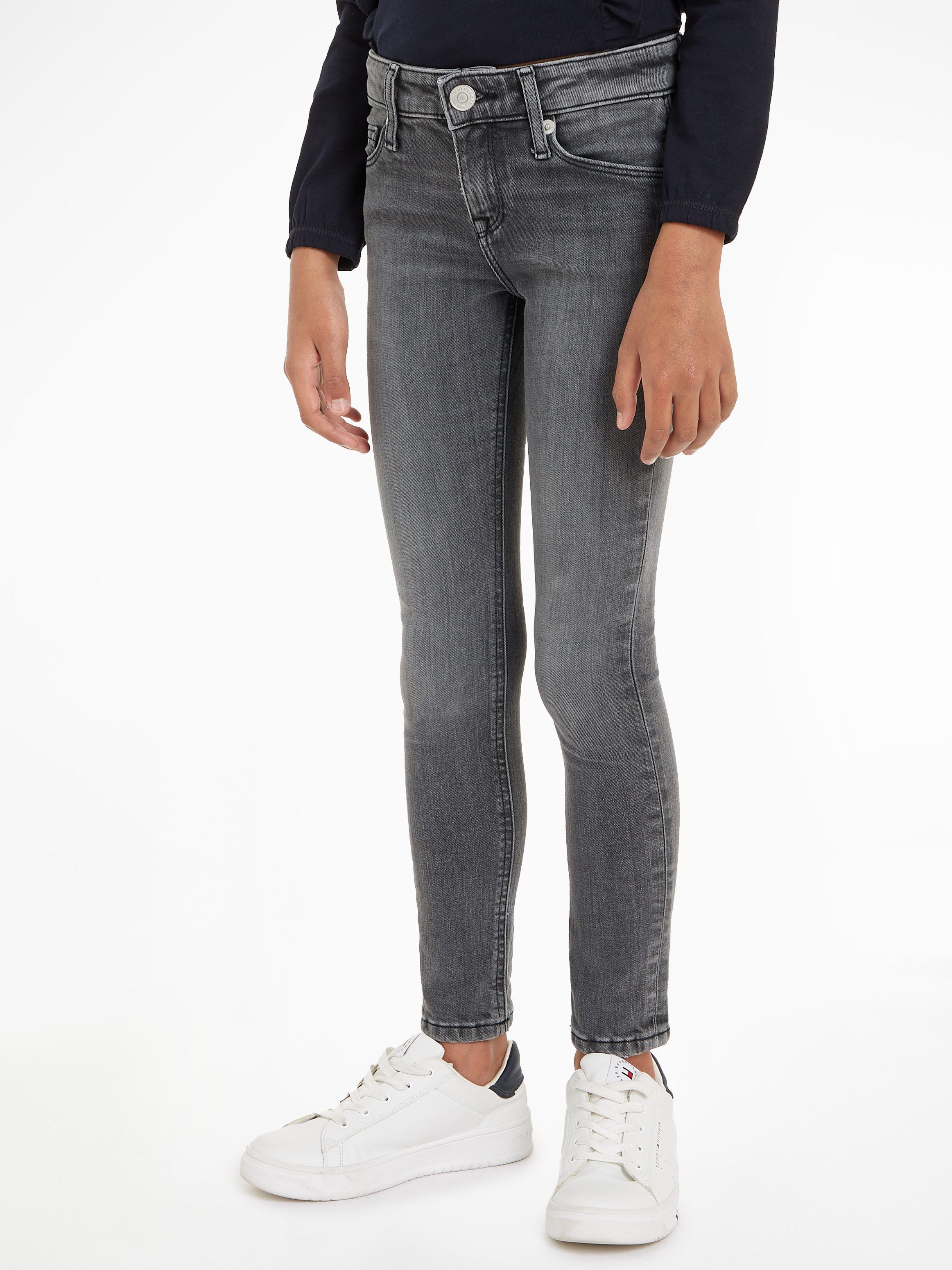 Tommy Hilfiger Skinny-fit-Jeans NORA SKINNY MID GREY WASH DENIM Kinder bis 16 Jahre mit Logoprägung