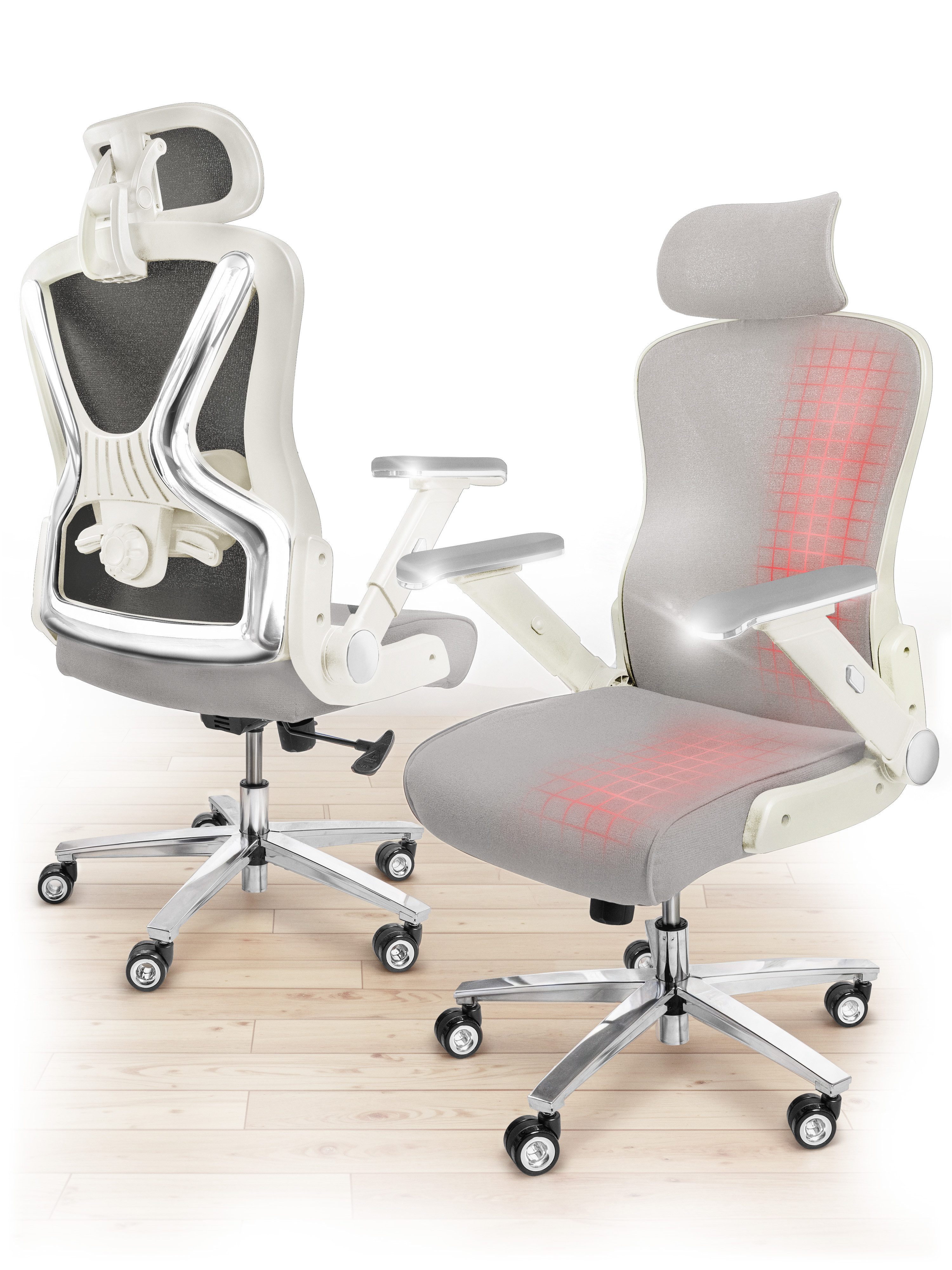 CLOUVOU Bürostuhl ergonomisch, Schreibtischstuhl bis 150 kg - Testsieger (PowerSeat - Chefsessel für Arbeitszimmer, 5D Gaming Armlehnen), Blade Wheels, Homeoffice, Gaming Stuhl, Drehstuhl), Blade Wheels, Homeoffice, Gaming Stuhl, Drehstuhl