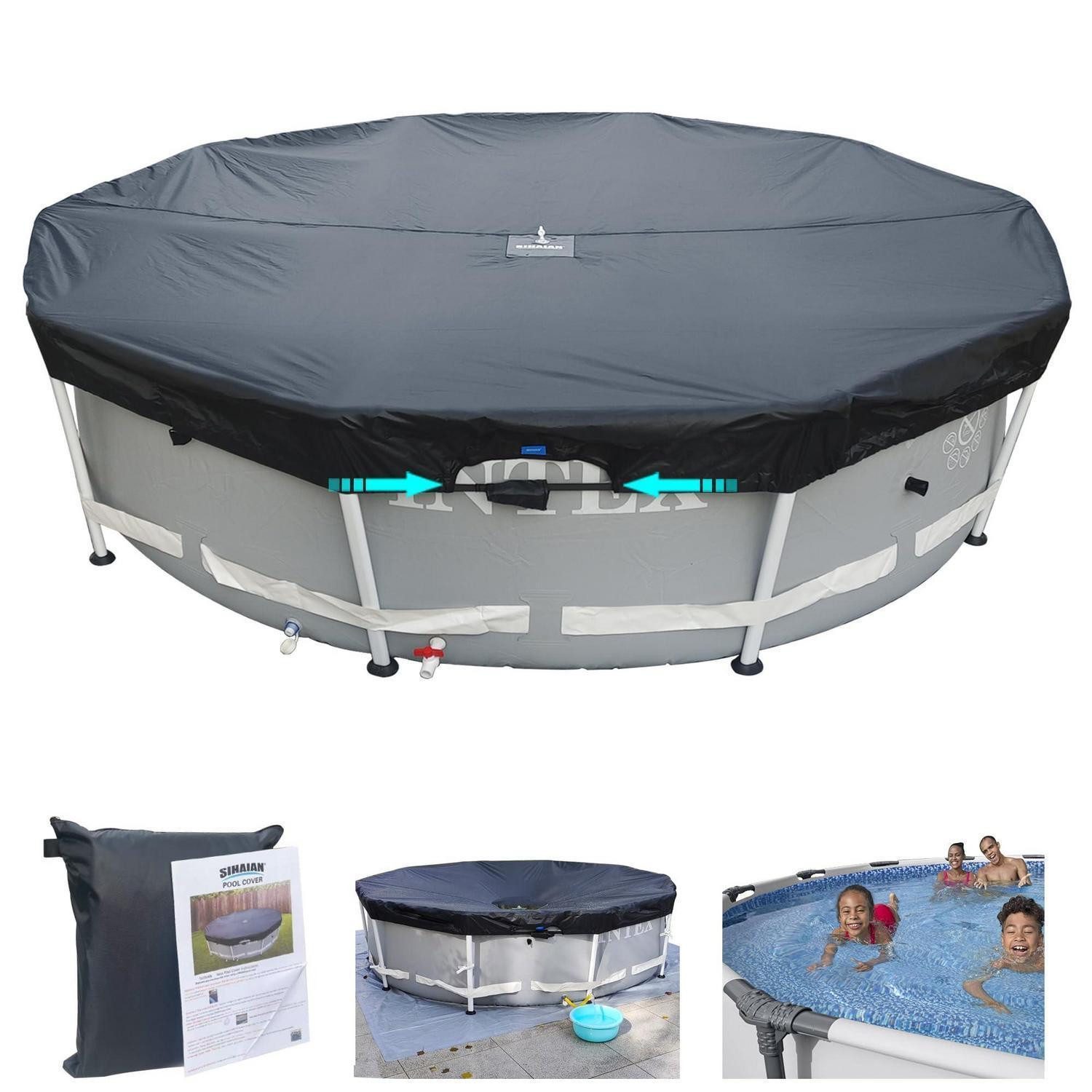 LuxusKollektion Pool-Abdeckplane Rundpoolabdeckung 244cm Solar UV-beständig Schwarz (1-St)