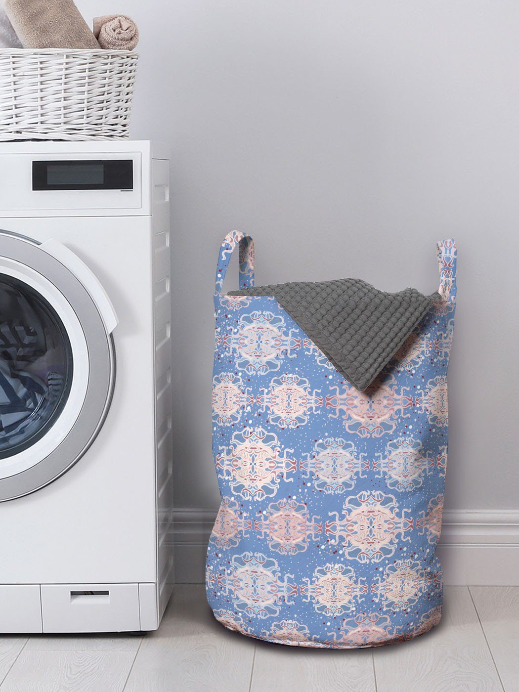 Abakuhaus Wäschesäckchen Wäschekorb mit Abstrakt für Splash Farben Waschsalons, Griffen Kordelzugverschluss Gedämpfte Dot