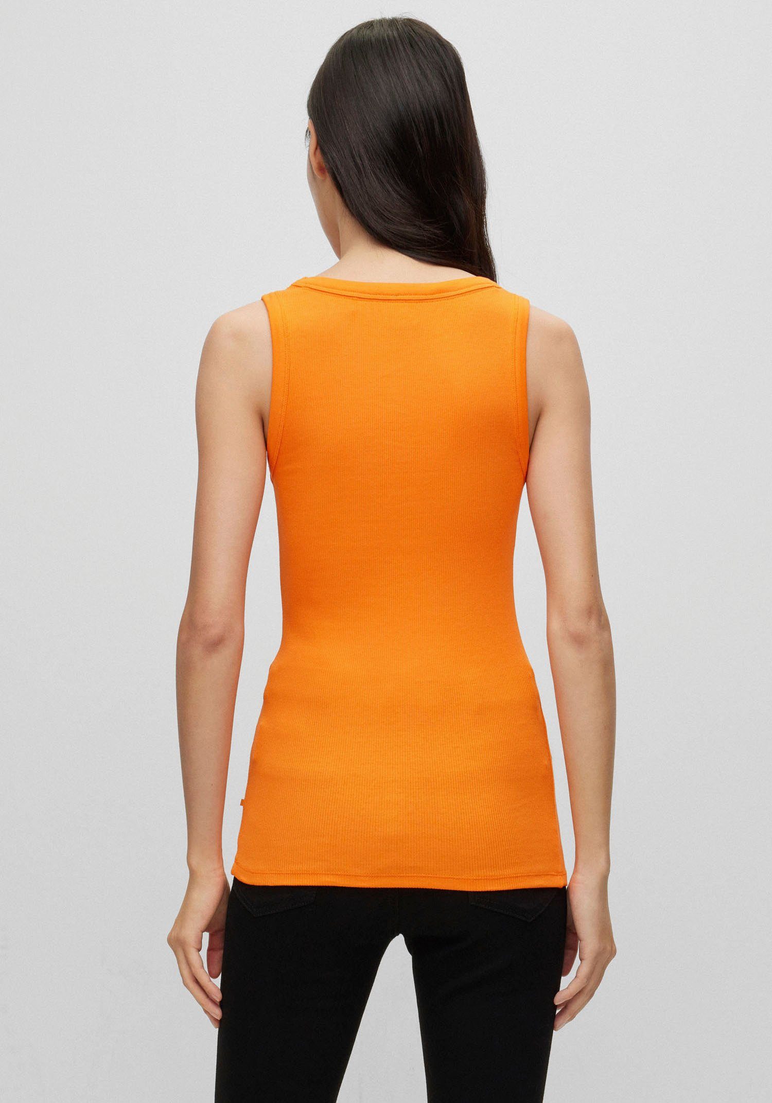 Muskelshirt mit ORANGE BOSS BOSS Bright_Orange Markenstreifen innen