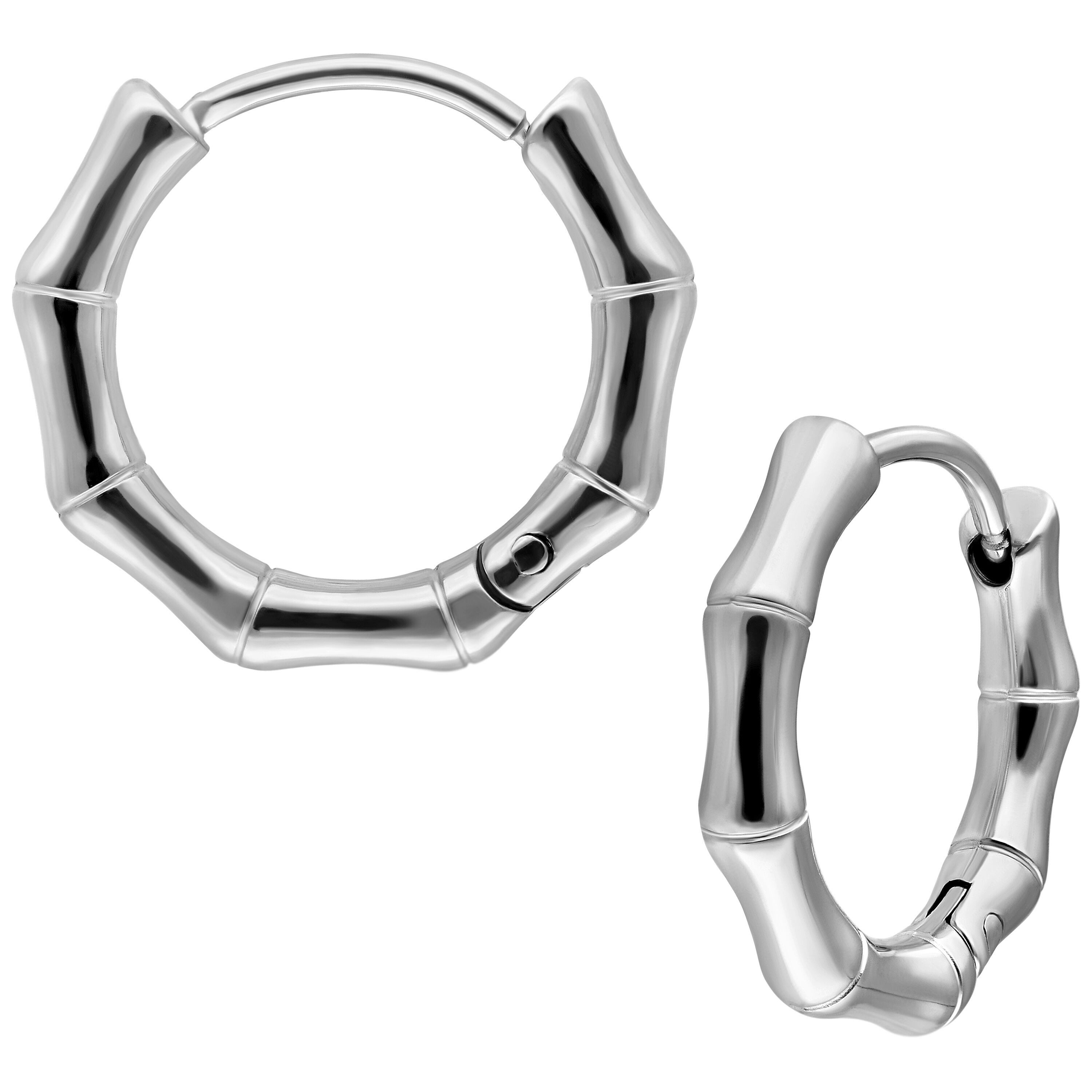 Wildcat Paar Ohrhänger Little Basic Bamboo Hoops Pairs 10 mm - Silber, Chirurgenstahl 316L - wasserfest, langlebig, hautverträglich