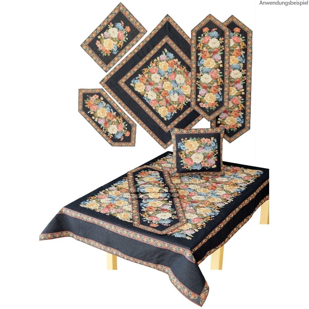 matches21 HOME & HOBBY Tischdecke Tischläufer Gobelin Blüten Bordüre gewebt günstig online kaufen