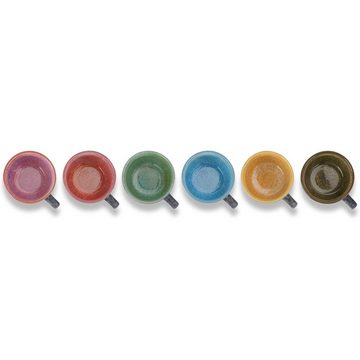 MiaMio Cappuccinotasse Cappuccinotassen Set 6 teilig mit Untertassen & Ständer (6 x 190 ml), Keramik