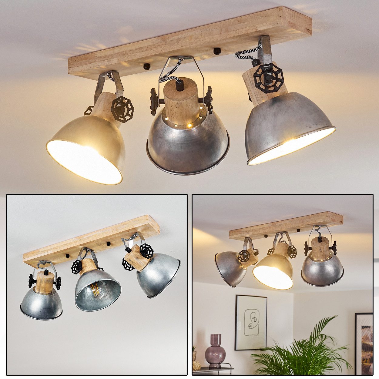 hofstein Deckenleuchte »Cotes« Deckenlampe aus Metall/Holz günstig online kaufen