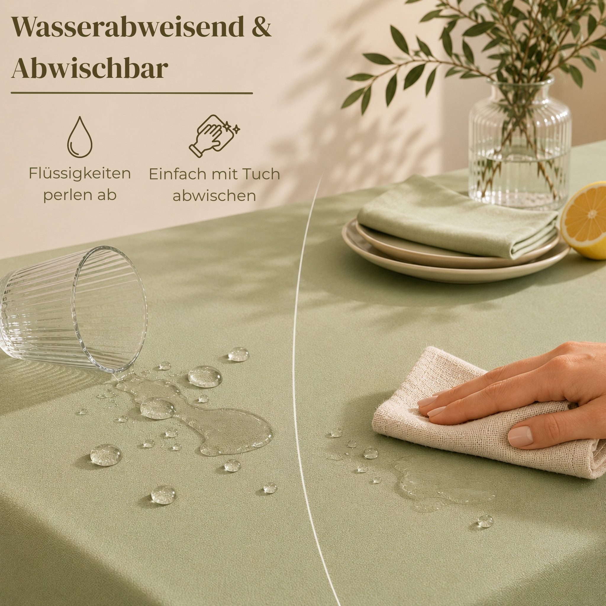 matches21 HOME & HOBBY Tischdecke Tischläufer 40 x 150 cm für Küche & Esstisch in Blaugrau (1-tlg), Waschbare Mitteldecke mit Lotuseffekt – Bild 3 von 5
