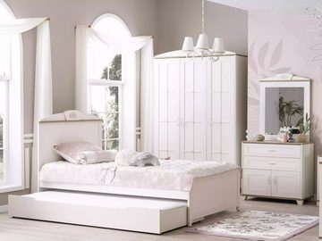 JVmoebel Jugendbett Holzbett Funktionsbett Ausziehbares Kinderbett Bett 120 Holz Weiß (1-tlg., 1x nur Bett), Made in Europa