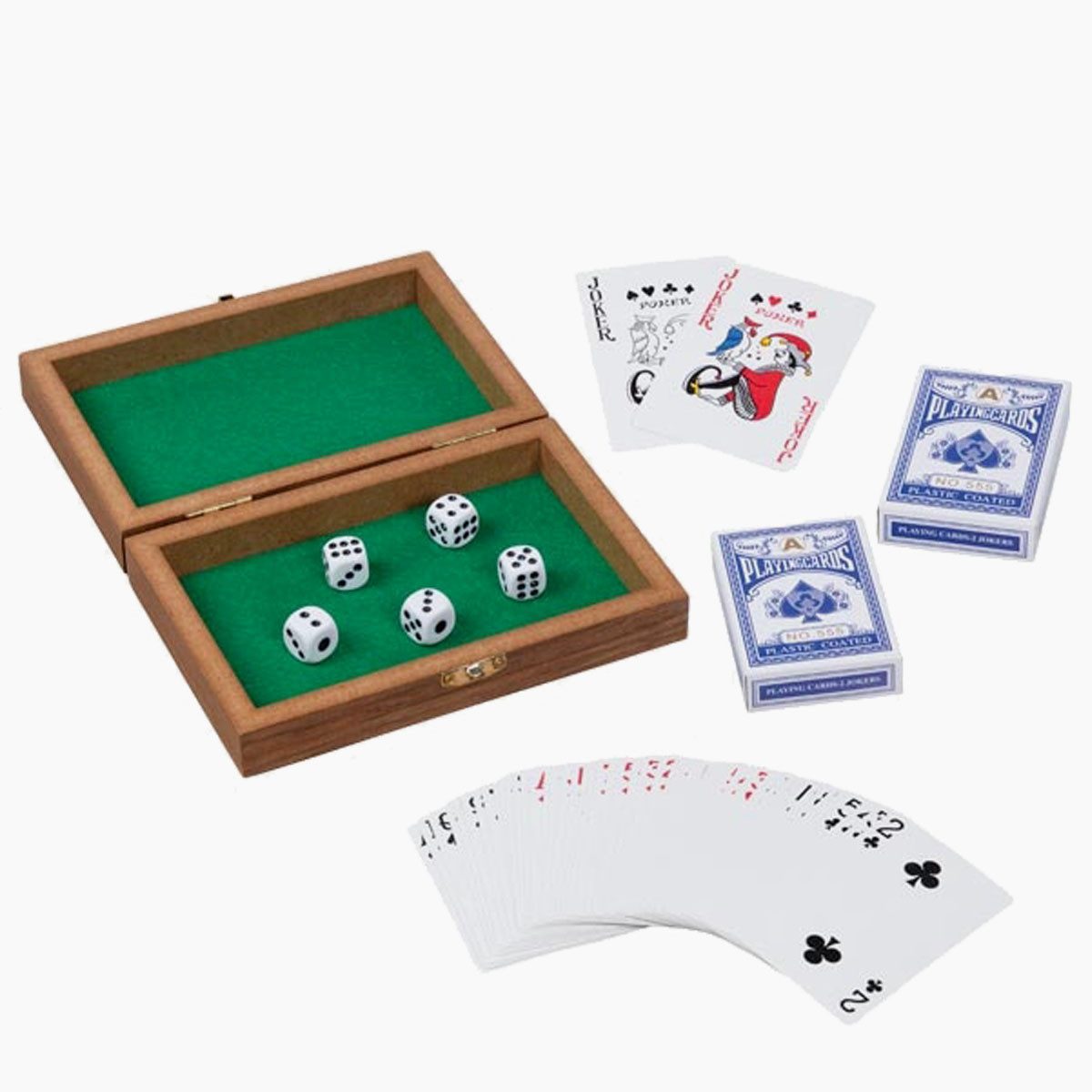 goki Ігриsammlung Spielkartenbox mit 5 Würfel und 2 Kartendecks, strategiespiel, Der perfekte Begleiter für Ігриabende