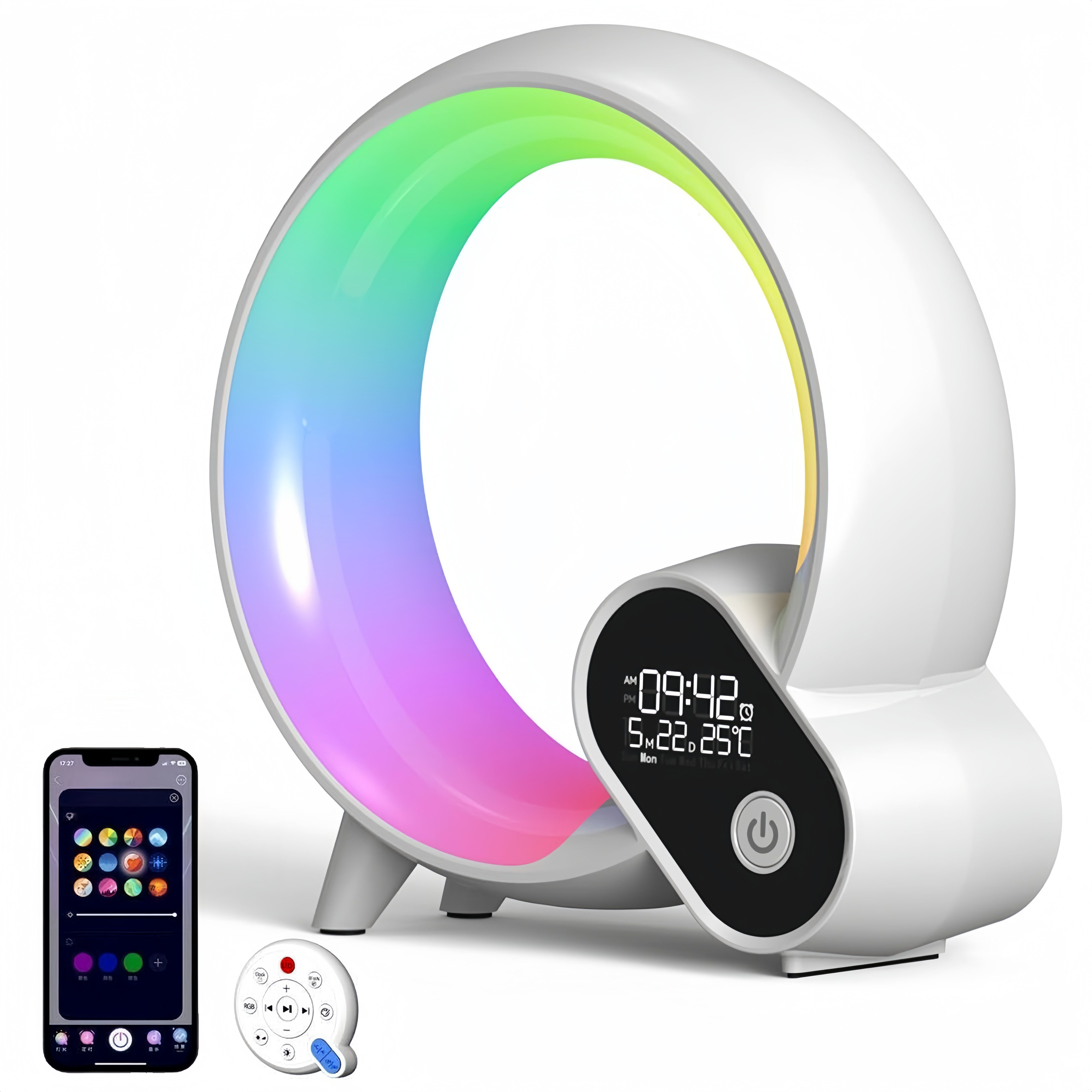 BlingBin LED Nachttischlampe Umgebungslampe Wecklicht Bluetooth-Lautspreche günstig online kaufen