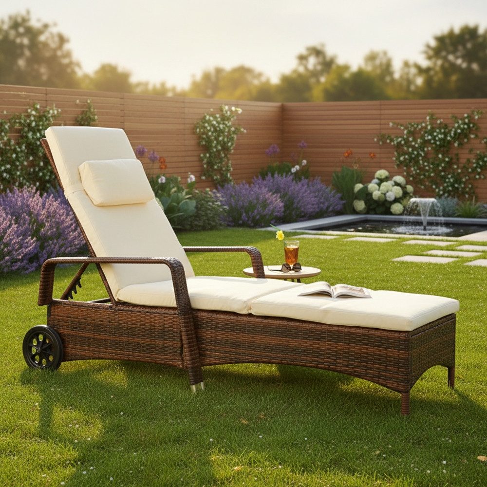 Mucola Gartenliege Rattan Sonnenliege Gartenliege Polyrattan Rattanmöbel Te günstig online kaufen