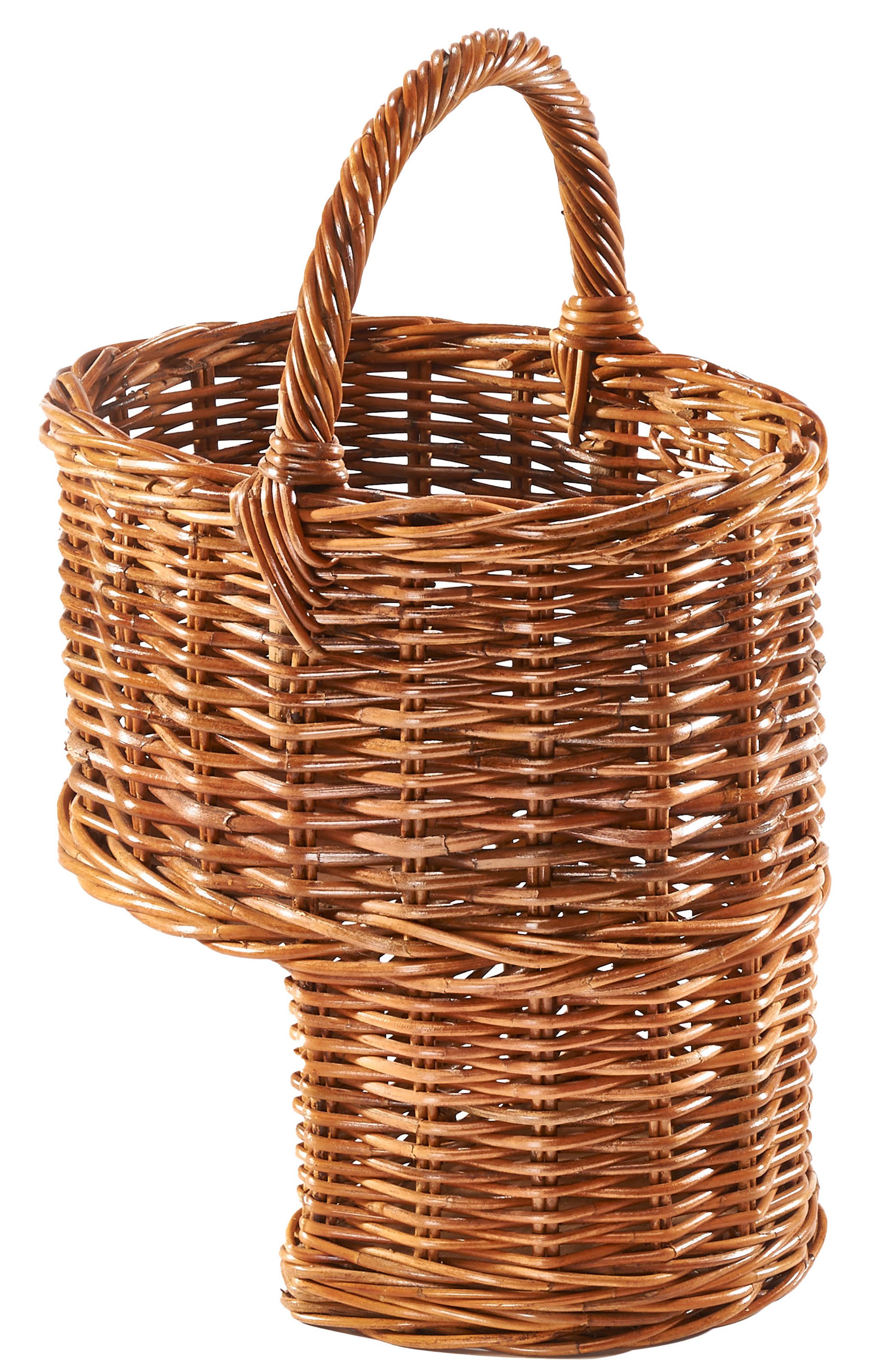 Kobolo Aufbewahrungskorb Treppenkorb Korb aus Rattan - lacak - mit Henkel (1 Stück)