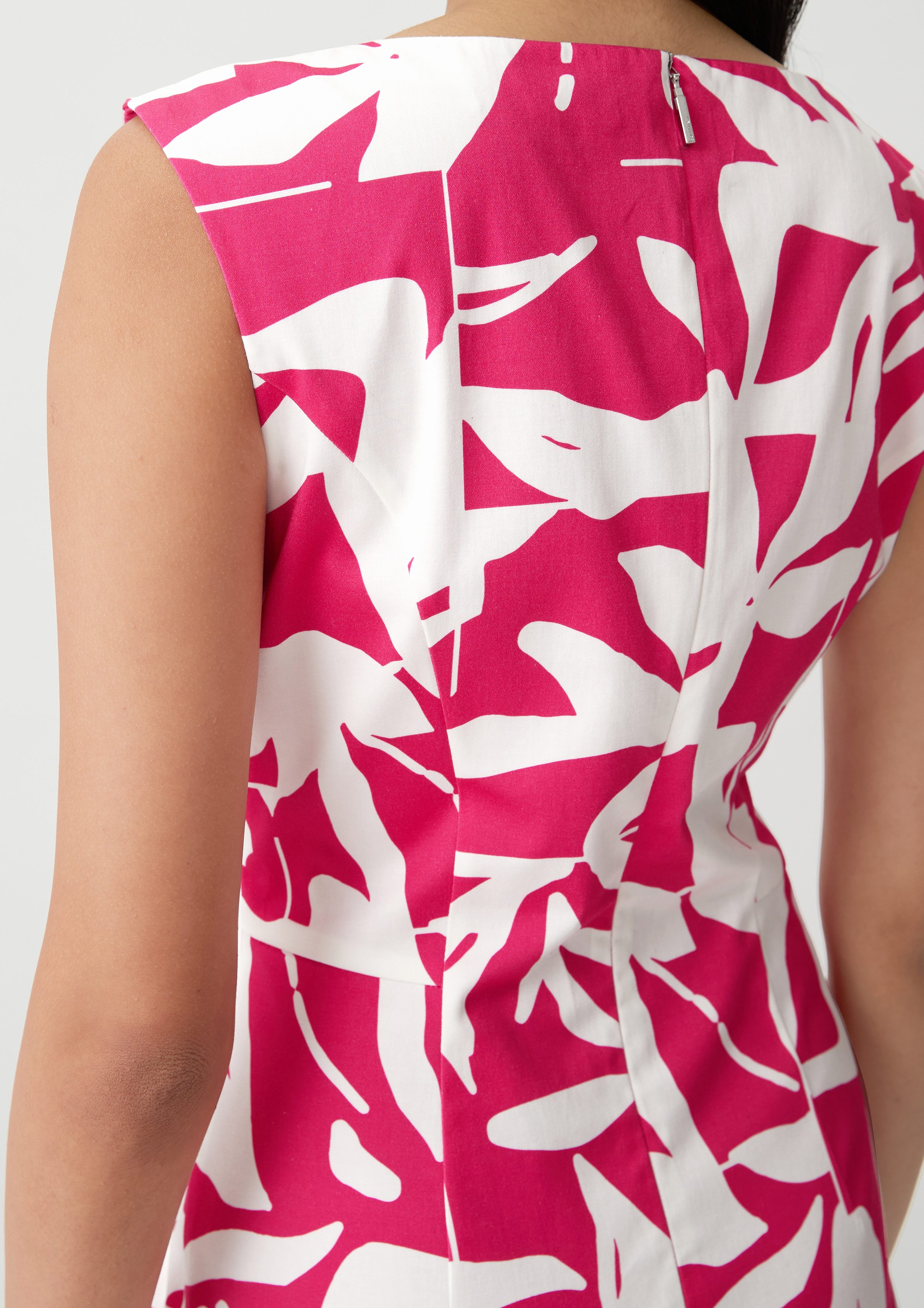 Comma Minikleid Kurzes Baumwollstretch aus Kleid pink Teilungsnähte