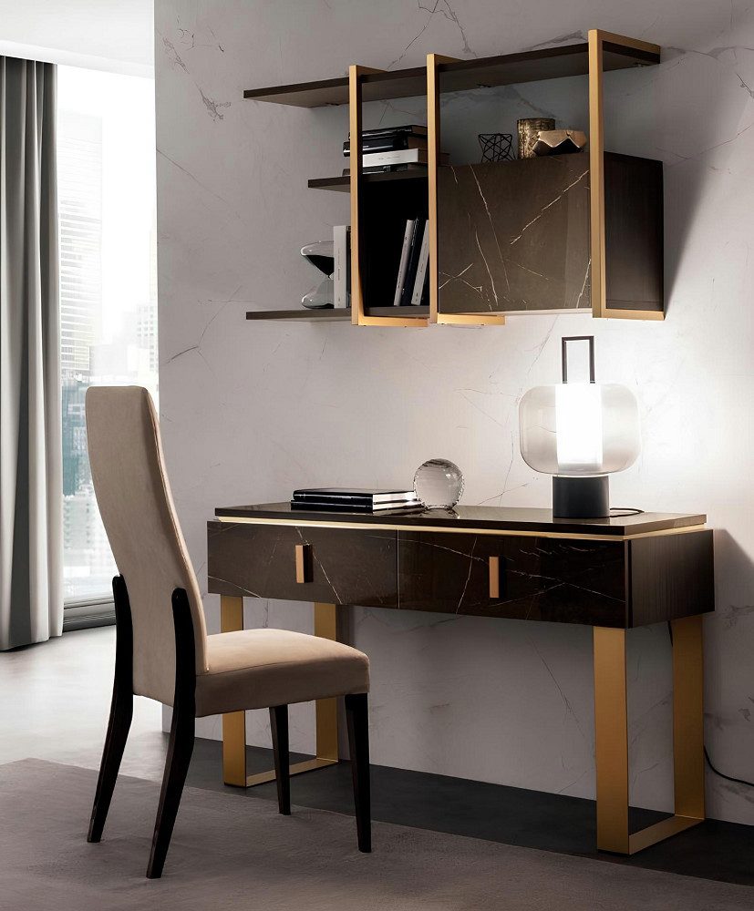 Xlmoebel Schreibtisch Arredoclassic Tisch im italienischen Stil aus hochwertigem Material (3-St., Tisch+Stuhl+Wandregal), Hergestellt in Italia