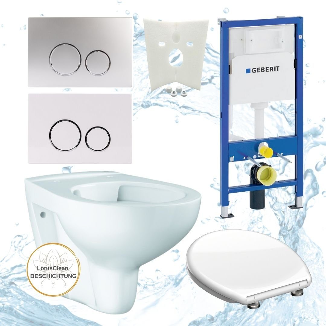Tiefspül-WC Geberit Vorwandelement Grohe WC spülrandlos Set