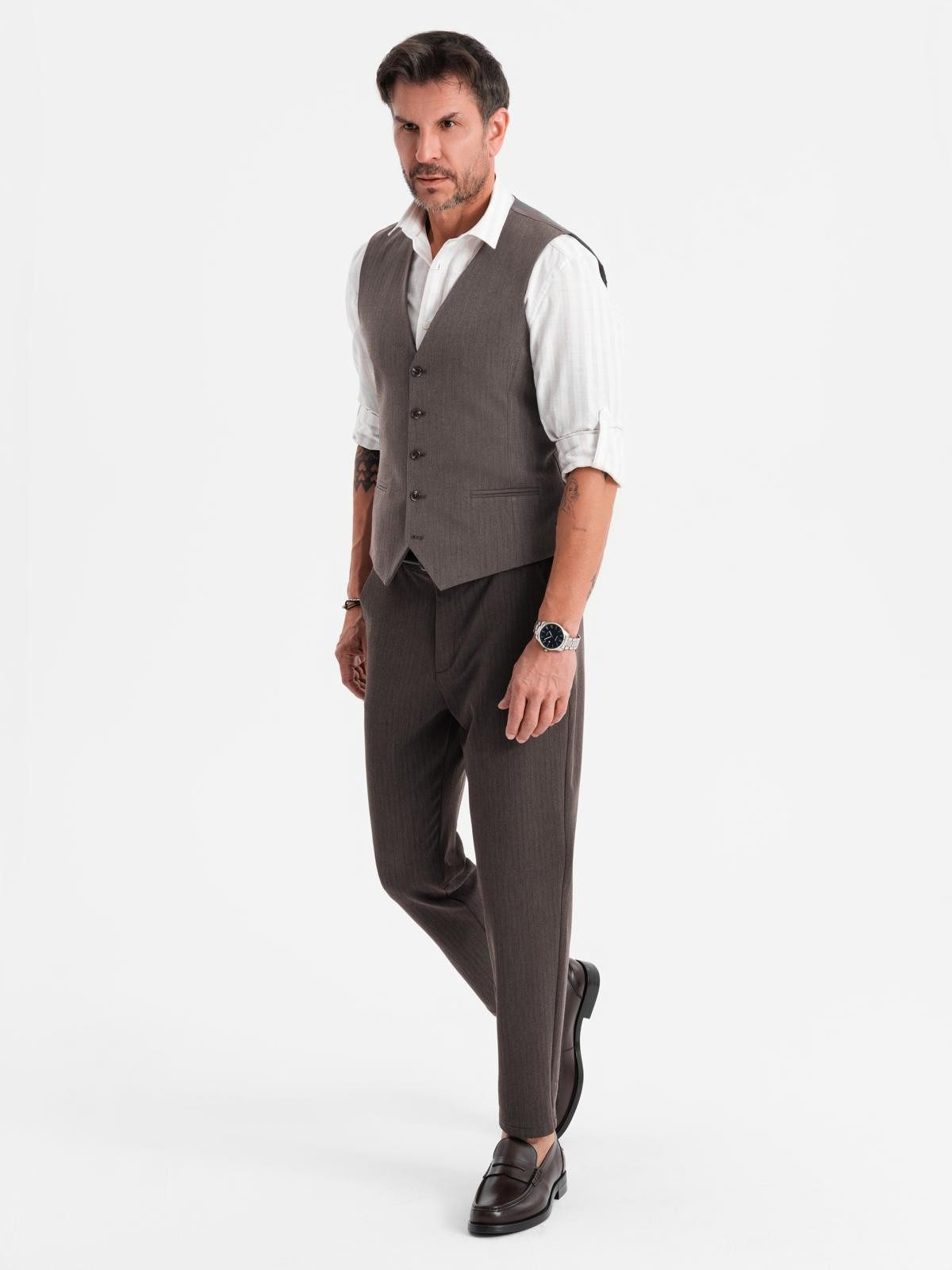 OMBRE Anzugweste Elegante Herren-Weste mit Fischgrätmuster günstig online kaufen