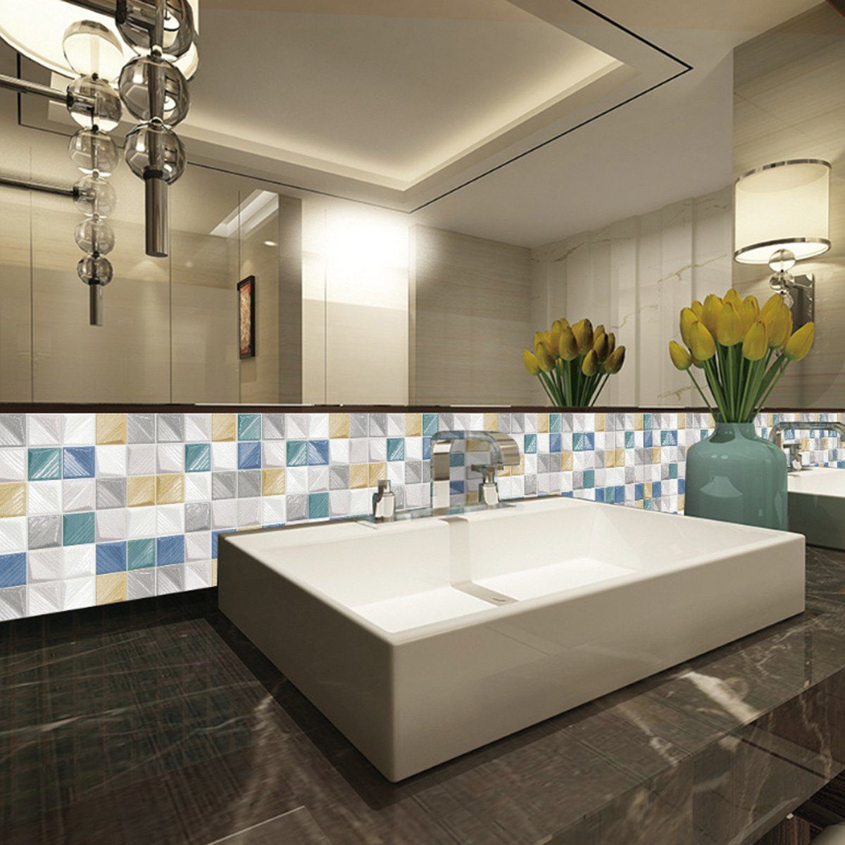 Jormftte Fliesenaufkleber Mehrfarbig Badezimmer,Küche,Heimdeko,selbstklebend 1 Wandfliesen-Aufkleber,für