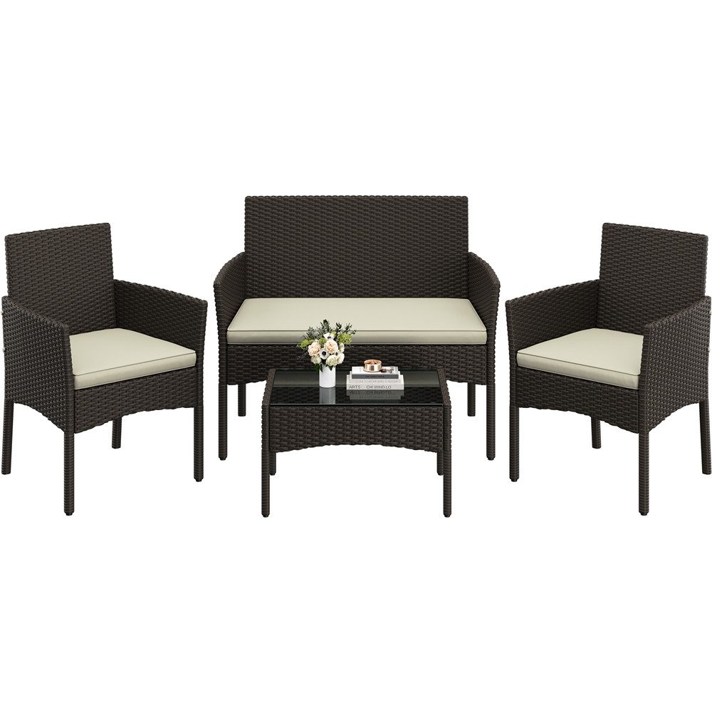 Yaheetech Balkonset Gartenmöbel-Set, 4-er Set Rattanmöbel günstig online kaufen