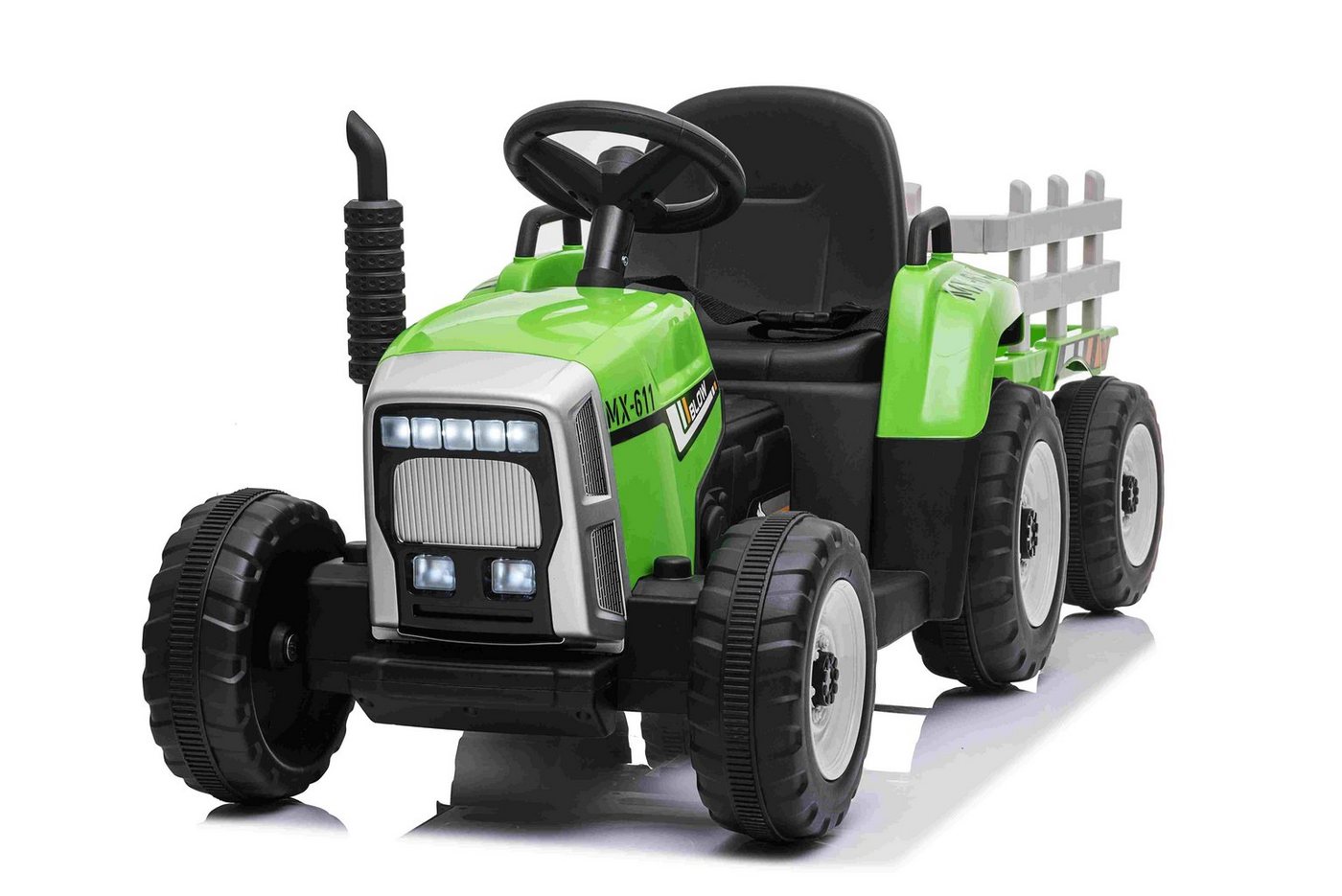 BoGi Elektro-Kindertraktor Elektro-Traktor mit Anhänger 12V – 2x35W Motor, RC, USB/Bluetooth