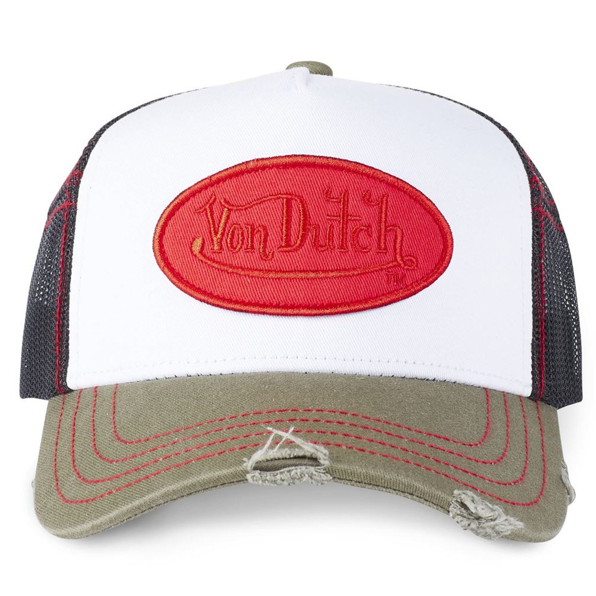 Von Dutch Trucker Cap Von Dutch Originals Trucker Cap - SUMMER Baseball Mesh khaki/red (Basecap, Basecap, Meshcap, Trucker Kappe) Used-Look – Bild 2 von 5