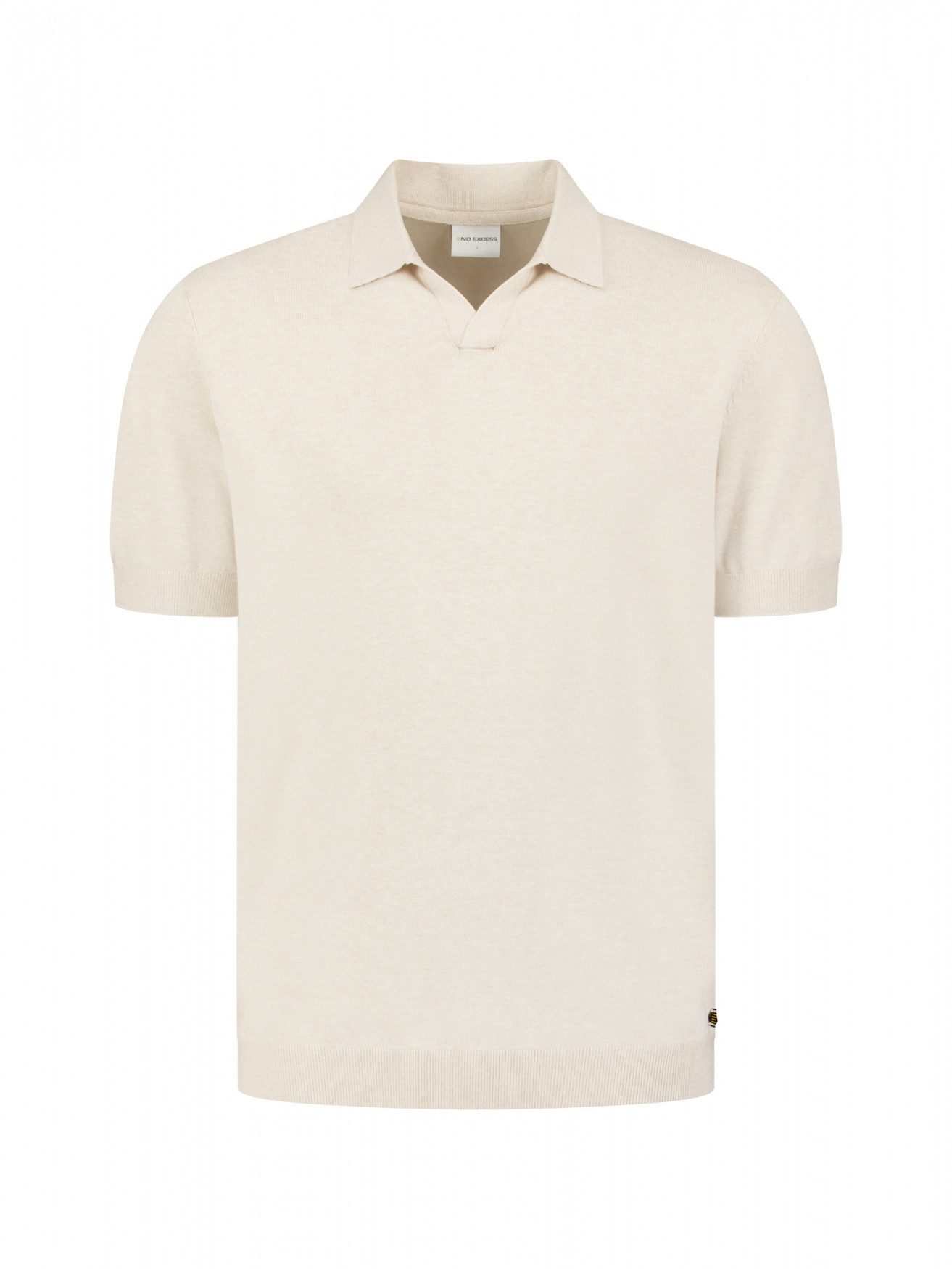 NO EXCESS Poloshirt Pullover Short Sleeve V-Polo Melang - Poloshirt Herren - Strickpolo
