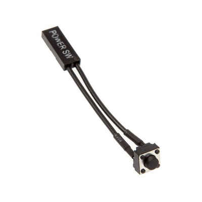 Kolink Ein-Aus-Schalter 2-Pin mit 6 cm Anschlusskabel Computer-Kabel, Motherboard, Kabel Powertaste für Mainboards, schwarz/silber