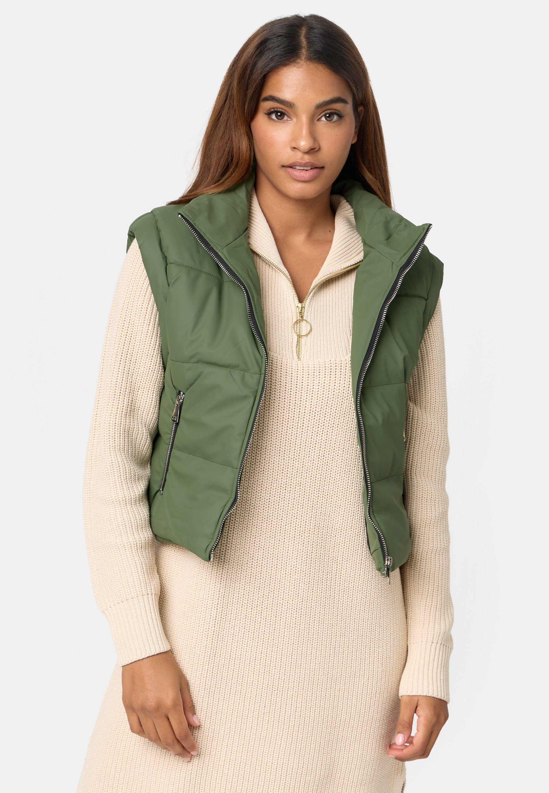 Kunstleder Worldclassca Khaki Worldclassca S-L aus Steppweste Winter Damen Kurze Steppweste